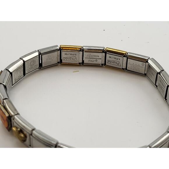 Italian Stainless Steel Charm Link Bracelet Mix Brand Custom Stretch 1990s - Picture 10 of 12